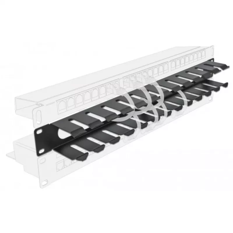 Cable management panel DeLOCK 19 inch 66550 black 1U