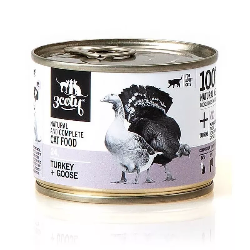 3Coty 24 Turkey & Goose Wet Cat Food for Adult Cats, 180 g