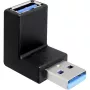 USB 3.2 Gen 1 Adapter, USB-A Plug > USB-A Socket 90° (black, Upward / Downward Angled)