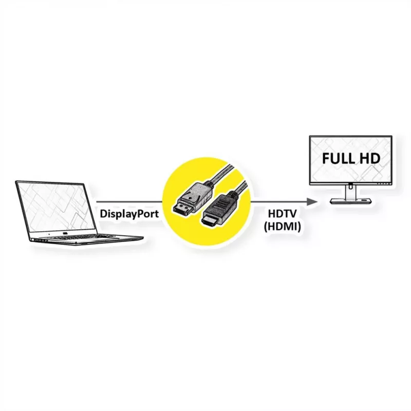 Cable ROLINE 11445780 1 m DisplayPort to HDMI Black