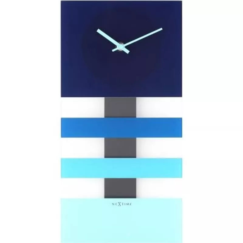 NeXtime klok 2855bl Bold Stripes, 38x19 cm, Wall, Blue