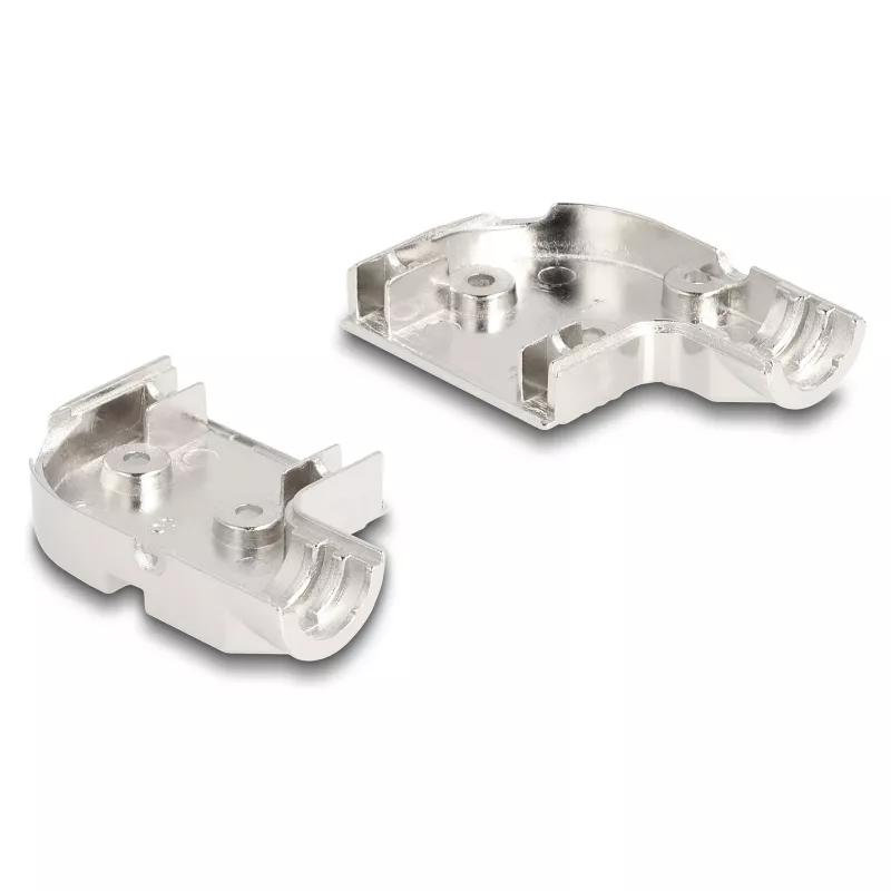 DELOCK D-Sub housing 9‑pin angled 90° cable boot, silver plastic, 33×47×16 mm