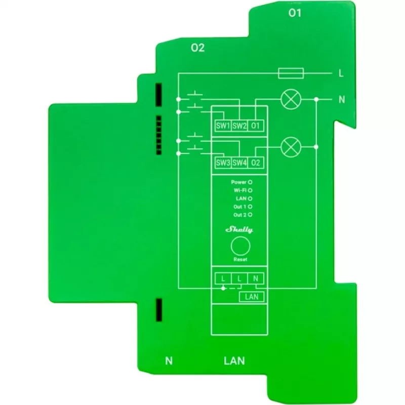Shelly Pro Dimmer 2PM Built-in Blue, Green, Grey