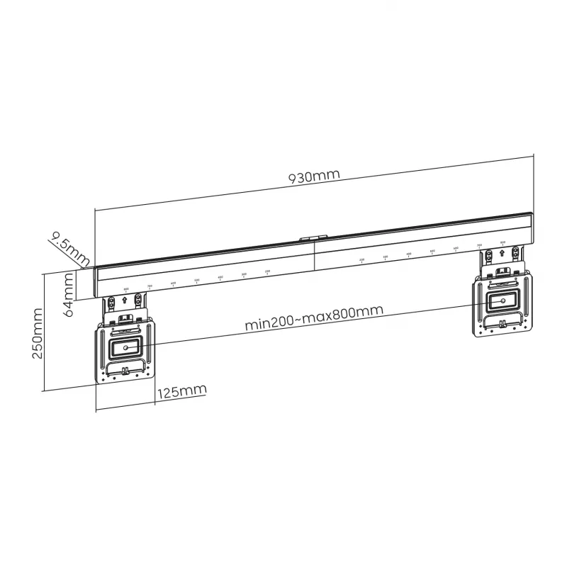 Mounting bracket SBOX PLB-1948 for displays 43–100 kg, plate 800×600 mm
