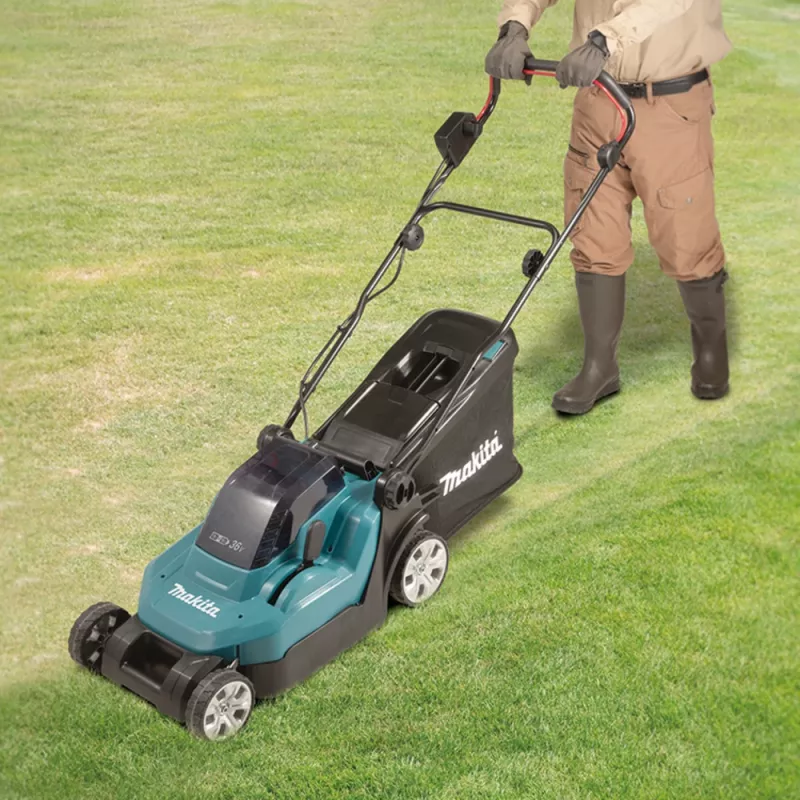 Makita DLM382PM2 - Lawn Mower - Cordless - 18 V - 4 Ah - 2 Batteries - 3700 1/min - 38 cm - 16.9 kg