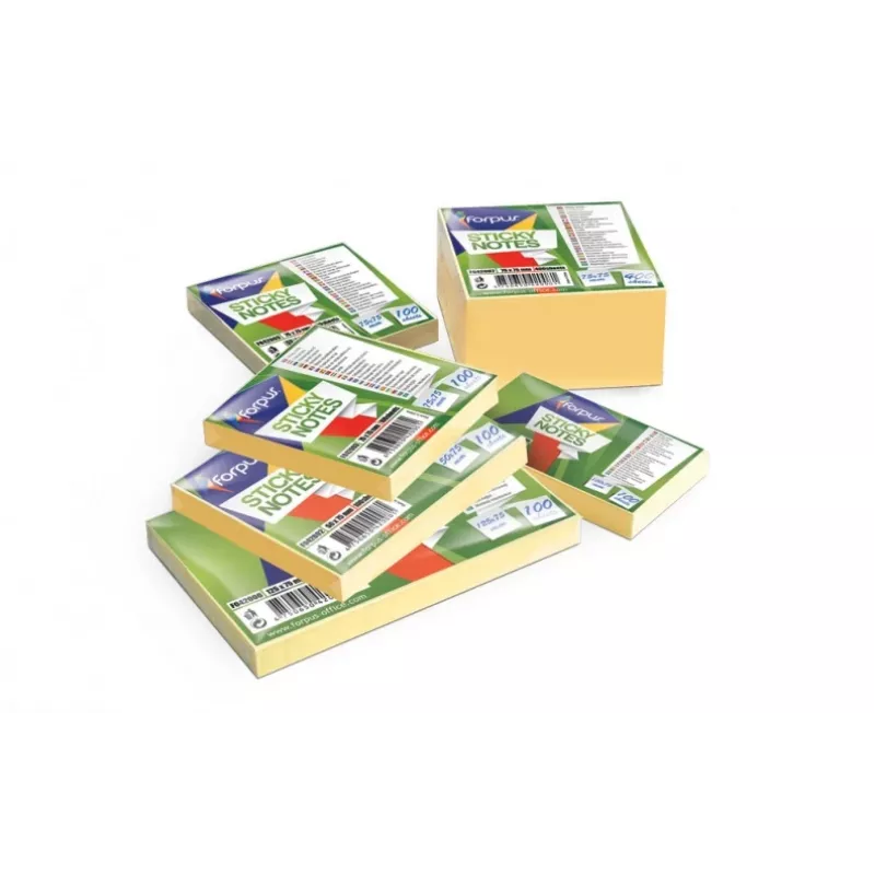 Stiky notes Forpus, 75x75mm, Yellow, cube (1x400) 0717-116