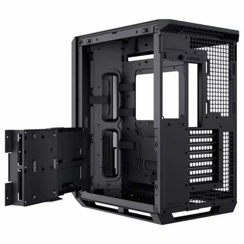 APNX V1-W-BK-v1 Midi Tower Black, Wood