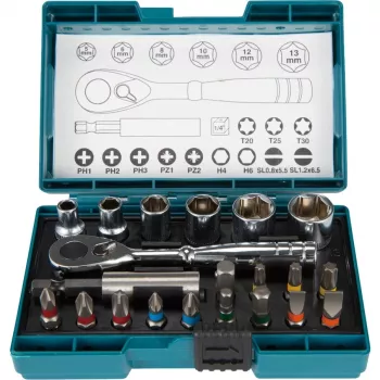 Makita screwdriver bit and ratchet set, 21 pieces (B-54081)
