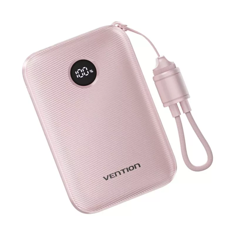Power bank Vention FKAP0-C 10000 mAh, 2× USB-C + 1× USB-A, 22.5 W, Pink