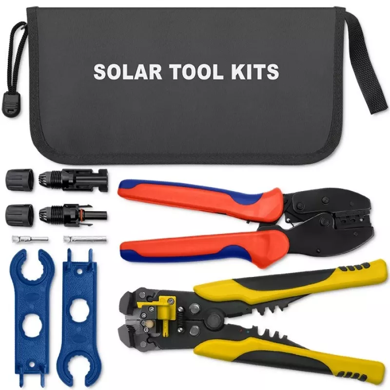 Qoltec Solar Tool Kit Compatible with MC4 Connectors | Crimper + Automatic Wire Stripper