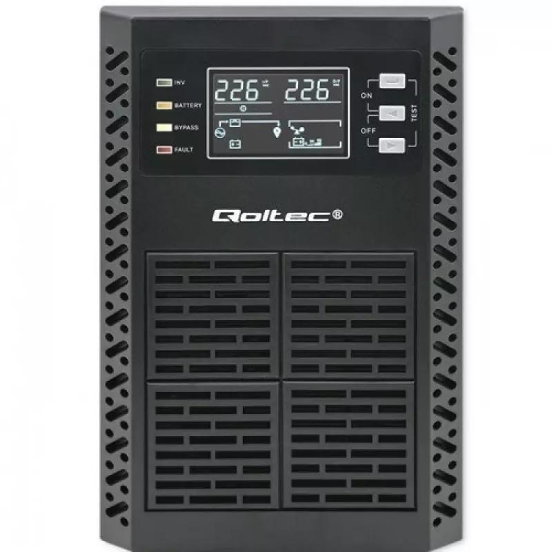 Qoltec 52281 uninterruptible power supply (UPS) Double-conversion (Online) 2 kVA 2000 W 3 AC outlet(s)