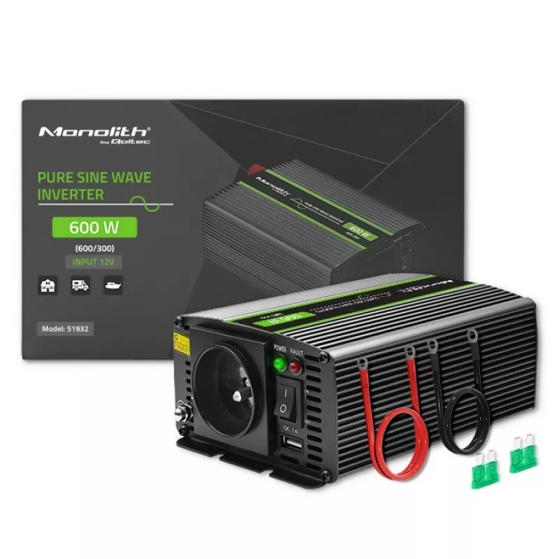 Qoltec Monolith power adapter inverter Auto 600 W 12 V