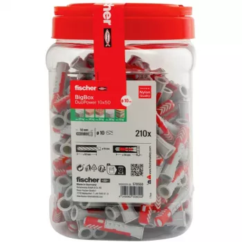 fischer Wall Plug DUOPOWER 10x50 BigBox Light Grey/Red 210 pieces resealable (570550)