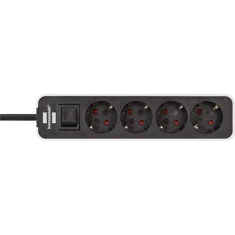 Brennenstuhl Ecolor Power Strip 4-way [Polished Surface, 1.5m Cable, White/black]
