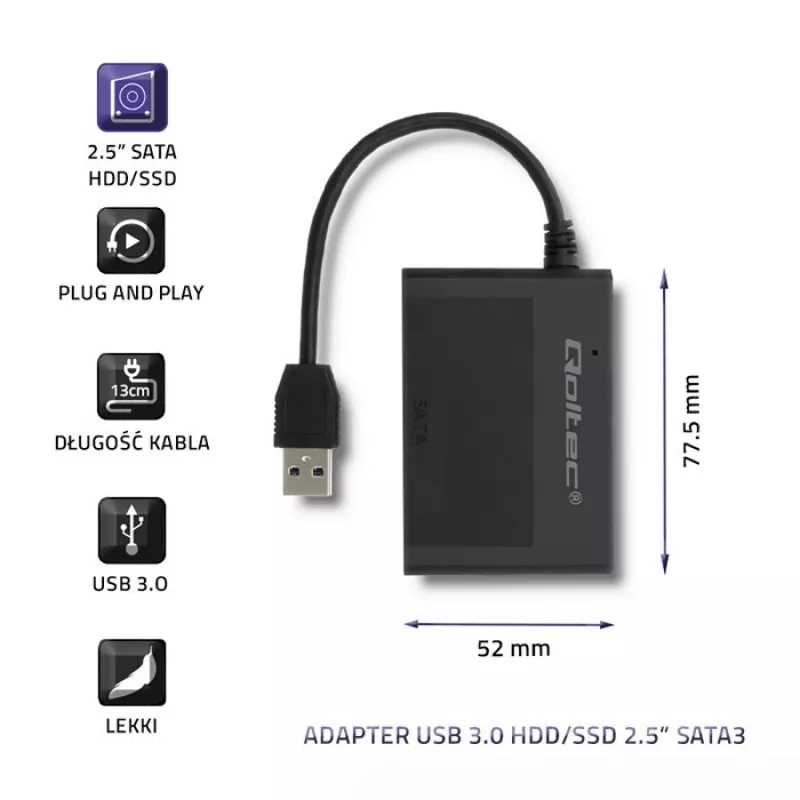 Hard Drive Adapter Qoltec USB 3.0 HDD/SSD