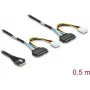 DELOCK PCIe 4.0 slim SAS cable SFF-8654 8i to 2× U.2 SFF-8639 sockets with power connector 0.5 m