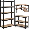 Metal Storage Shelving Unit Black 220X90X40CM