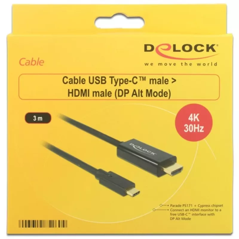 Video cable adapter DeLOCK 85260 USB Type-C HDMI 3 m Black
