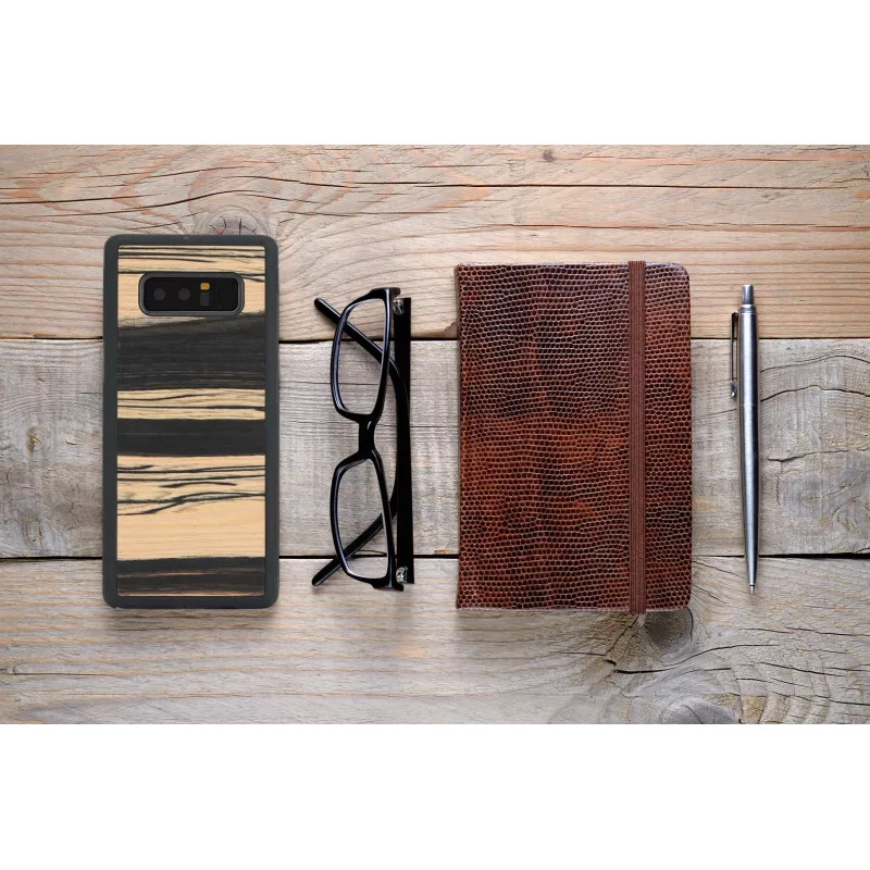 Smartphone case man and wood for Samsung Galaxy Note 8 — white ebony black finish