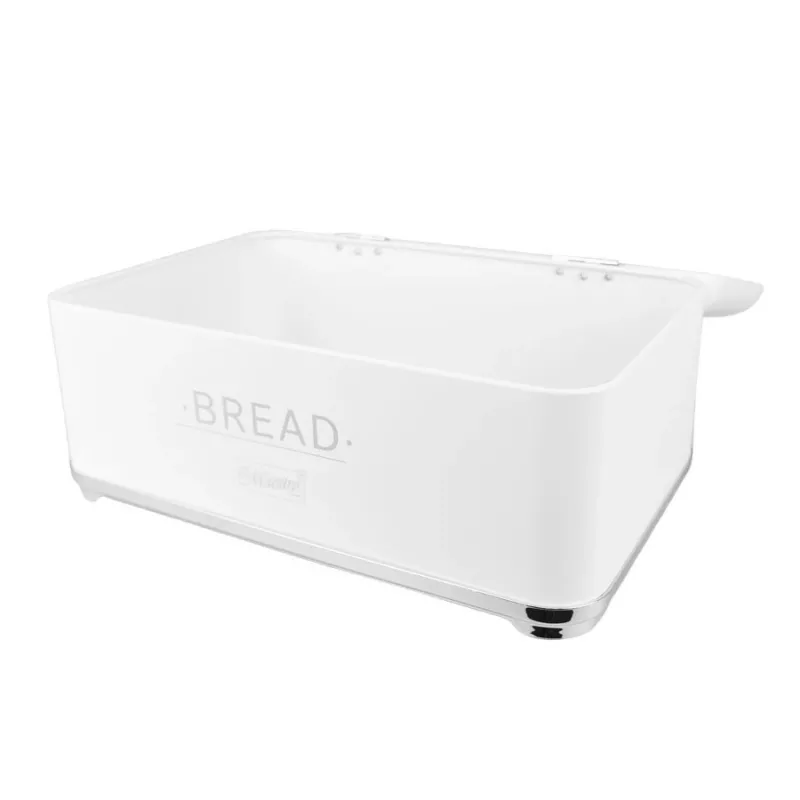 Bread box Maestro MR1677-AR-W — rectangular stainless steel, white, 340×220×160 mm