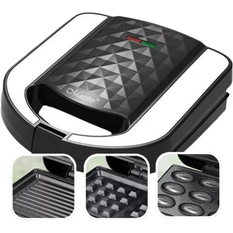 Toaster Sandwich Maker Maestro MR-709 3in1 750W — sandwich press, grill & waffle plates, white