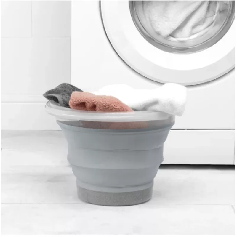 Collapsible bucket Beldray LA084354GRYBEU7 10 L, foldable silicone body, glitter design