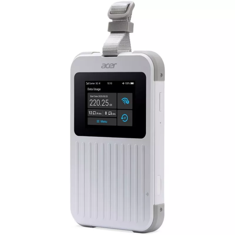 Portable router Acer Connect M6E with 20GB, Dual‑band (2.4 GHz + 5 GHz or 2.4 GHz + 6 GHz), Wi‑Fi 6E, 5G, IP68, 2x2 internal antennas, 4GB RAM, 2.5 GHz CPU