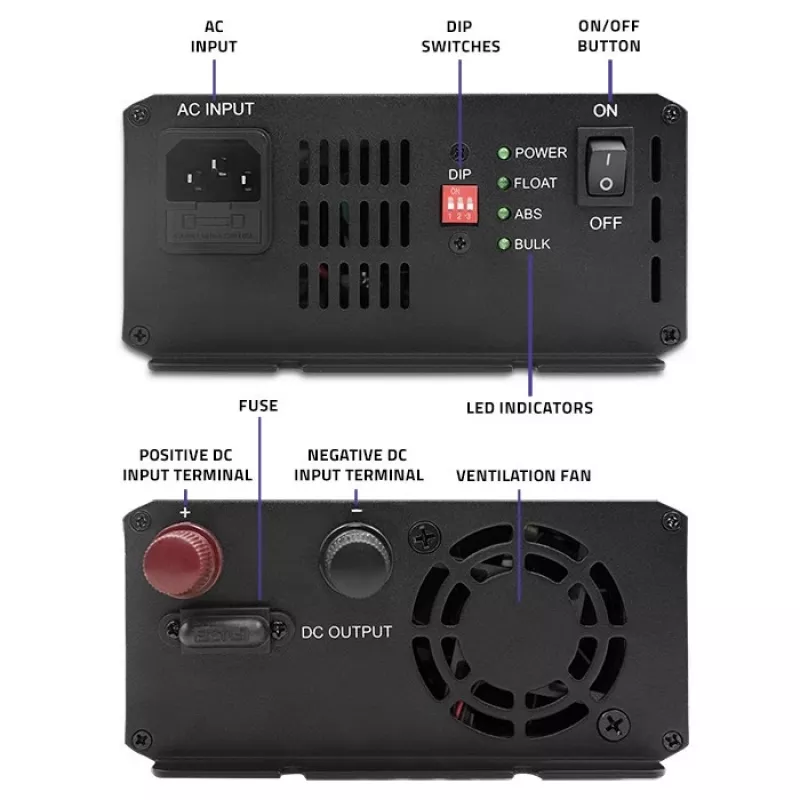 Charger QOLTEC Monolith 20A 12V for LiFePO4, AGM, GEL, SLA batteries