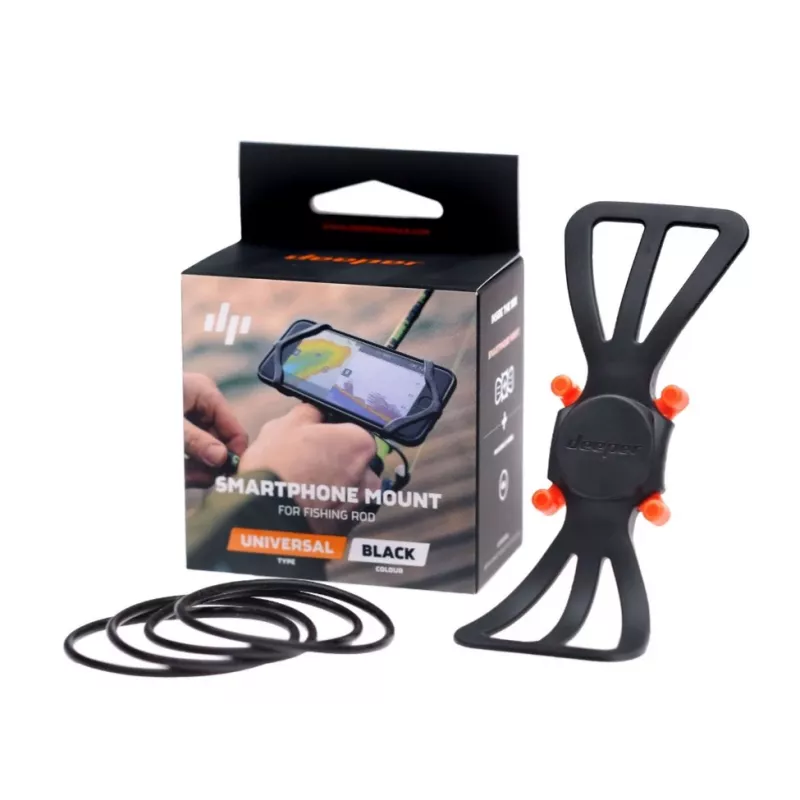 Adjustable phone holder deeper ITGAM0003 — fishing rod phone mount, silicone, for 3.5–5 inch phones, 280 mm, black