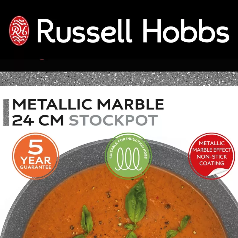 Stockpot Russell Hobbs RH02809EU7 24 cm Metallic Marble, heavy-duty cooking pot