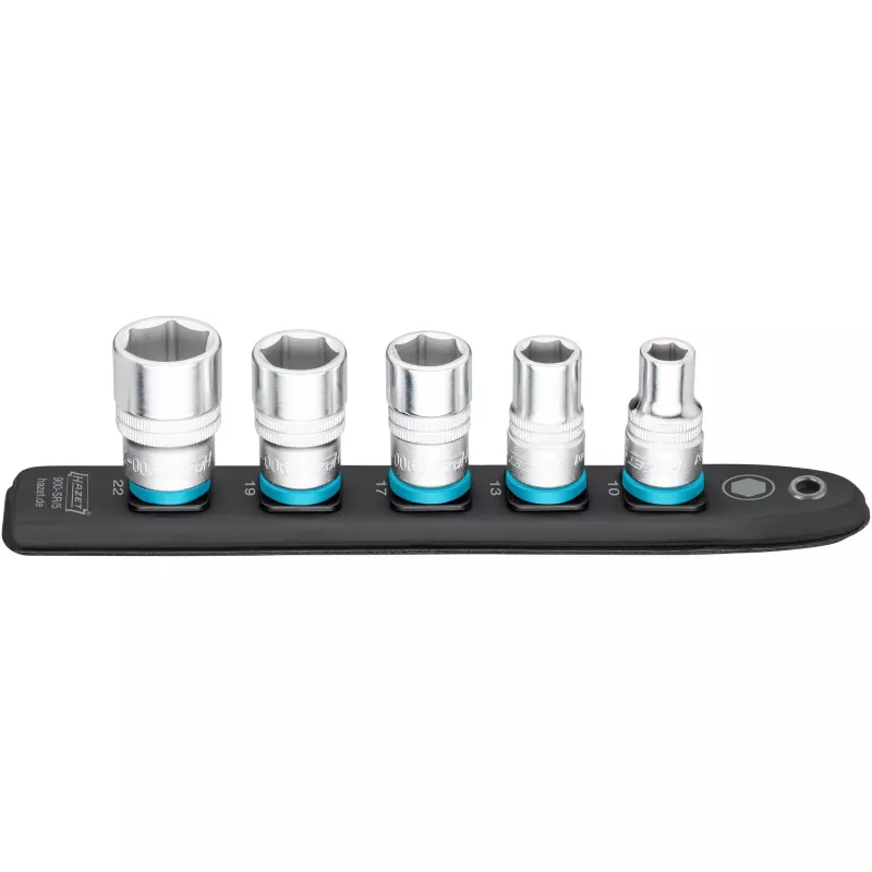 Socket set Hazet 900-SR/5 1/2 inch drive hexagon sockets SW 10–22, 5 pieces