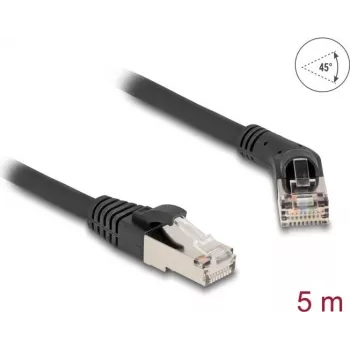 Network Cable DeLOCK RJ45 Cat.6A 45° Right Angled to Straight 5m Black