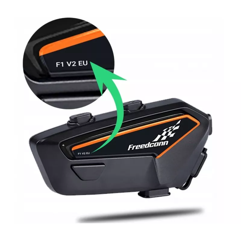 Headset FreedConn F1 V2 EU — Bluetooth 5.2, IP65, 1100 mAh battery, up to 48 h talk time, FM radio, microphone, clip