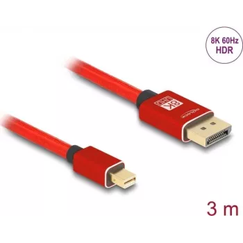 DeLOCK Mini DisplayPort to DisplayPort cable 8K 60 Hz 3 m red metal