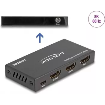 DeLOCK HDMI Switch 2 x HDMI in to 1 x HDMI out 8K 60 Hz Black