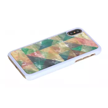Protective smartphone case iKins for iPhone XS/S mosaic white – hard back, decorative mosaic pattern