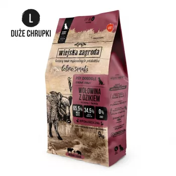 Dry dog food wiejskazagroda Beef with Wild Boar L 9 kg — adult maintenance, grain-free, 31% protein