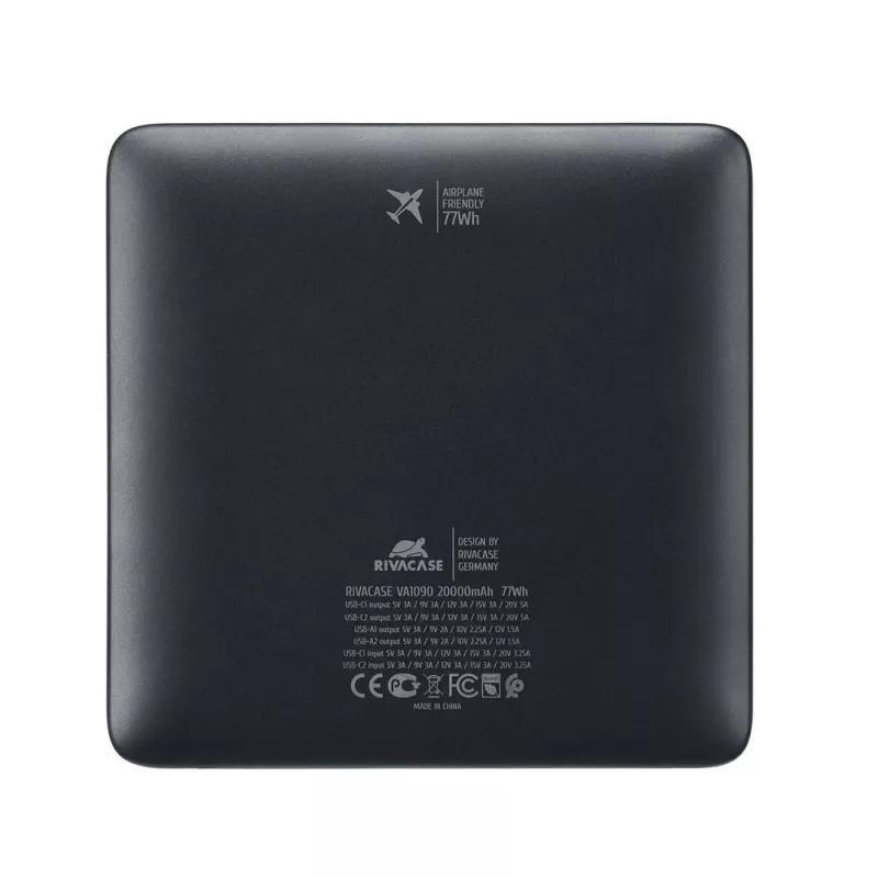 Power bank Rivacase VA1090 — 20000 mAh, 77 Wh, total output 100 W, 440 g