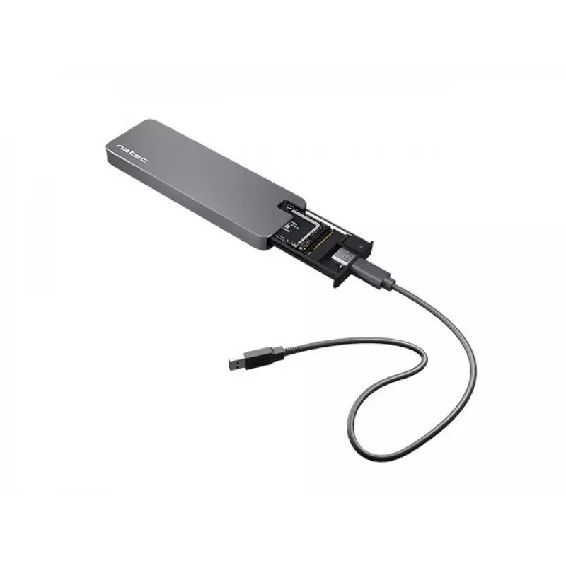 SSD enclosure NATEC Rhino M.2 NVMe Black 2 TB USB Type-C, M.2 NVMe, USB 3.1 Gen 2, supports 30 mm