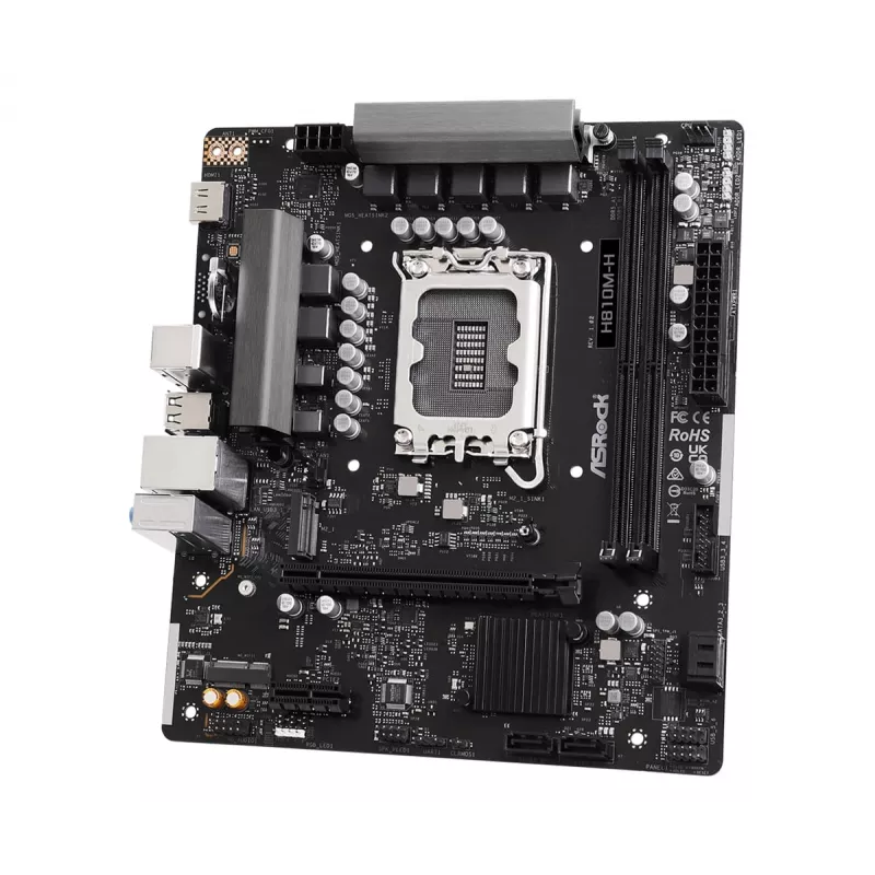 Micro ATX motherboard ASRock H810M-H — Intel H810, LGA 1851 (Socket V1), 2x DIMM DDR5, up to 128 GB, M.2 & SATA III