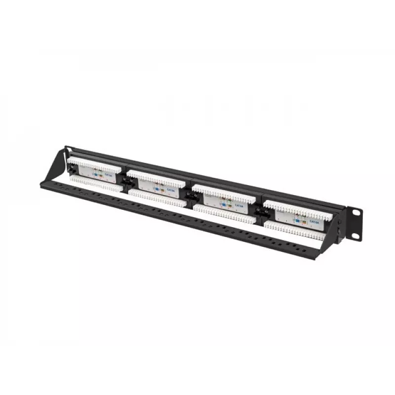 Patch panel 1U LANBERG PPUA-1024-B, 24 ports, Cat6a, U/UTP, 1U rack, depth 102 mm, metal, black