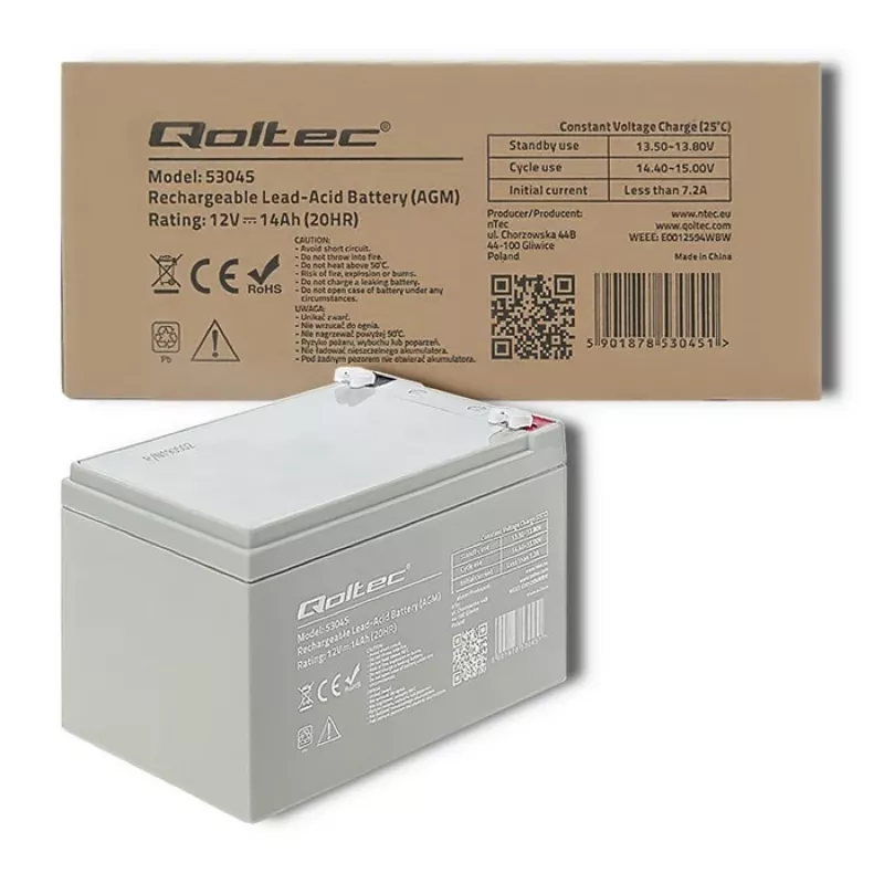 Qoltec 53045 AGM battery 12V 14Ah