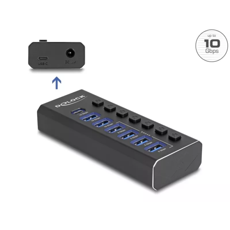 DeLOCK 64326 interface hub USB 3.2 Gen 2 (3.1 Gen 2) Type-C 10000 Mbit/s Black