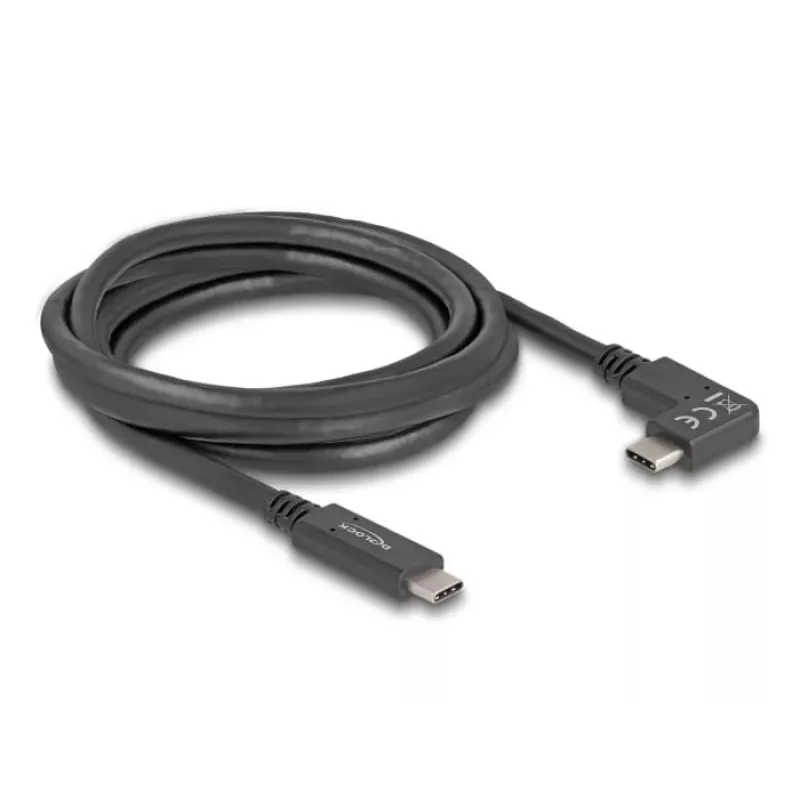 DeLOCK USB Cable USB Type-C male to USB Type-C male angled 2m 5Gbps 4K PD 60W