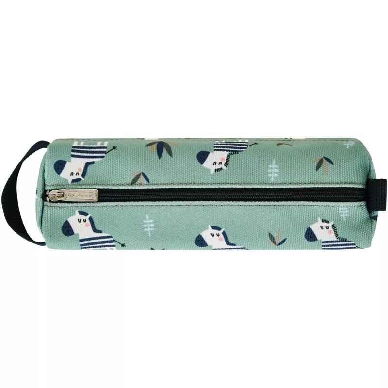 Soft pencil case Herlitz Quattro Crazy Zebra Polyester Black Green White 215x70x80mm