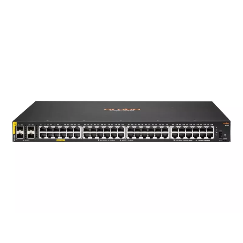 Hewlett Packard Enterprise HPE Aruba Networking CX 6100 48G Class4 PoE 4SFP+ 740W Switch - Switch - L3 - managed - 48 x 10/100/1000 (PoE+) + 4 x 1 Gigabit/10 Gigabit SFP+ (Uplink)