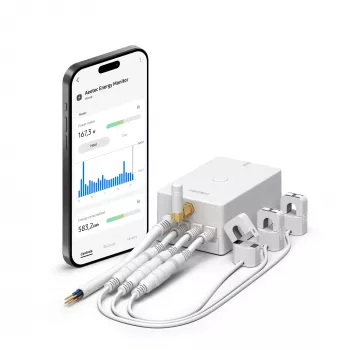 Energy meter AEOTEC AEOEZWA046C3A60 — three-clamp 60A with Z-Wave for single- or three-phase monitoring