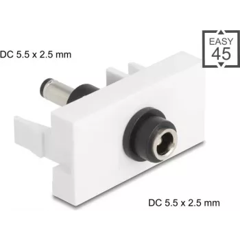 DC power extension module DELOCK Easy 45 — DC 5.5×2.5 mm socket to DC 5.5×2.5 mm — model 90865