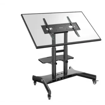 TV mobile stand ONKRON TS1380-B for 50–83 inch TVs, black, height-adjustable, wheeled base