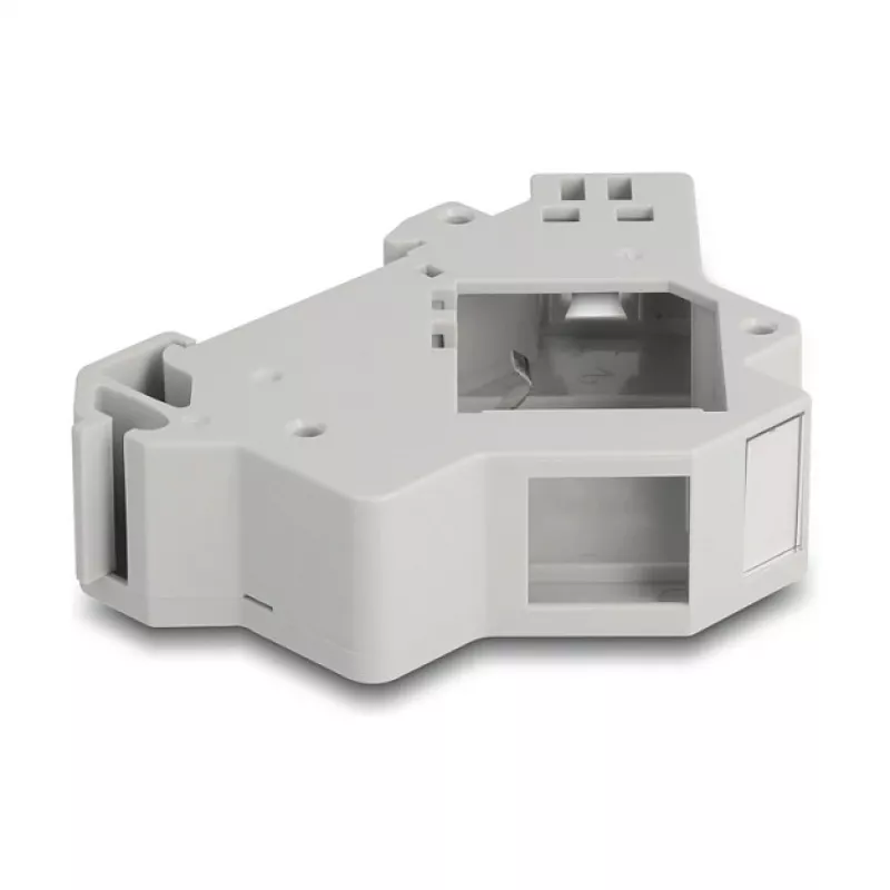 Snap-in Keystone Holder for DIN rail DELOCK 67043 — plastic, grounded, 60×88.2×21.5 mm, grey